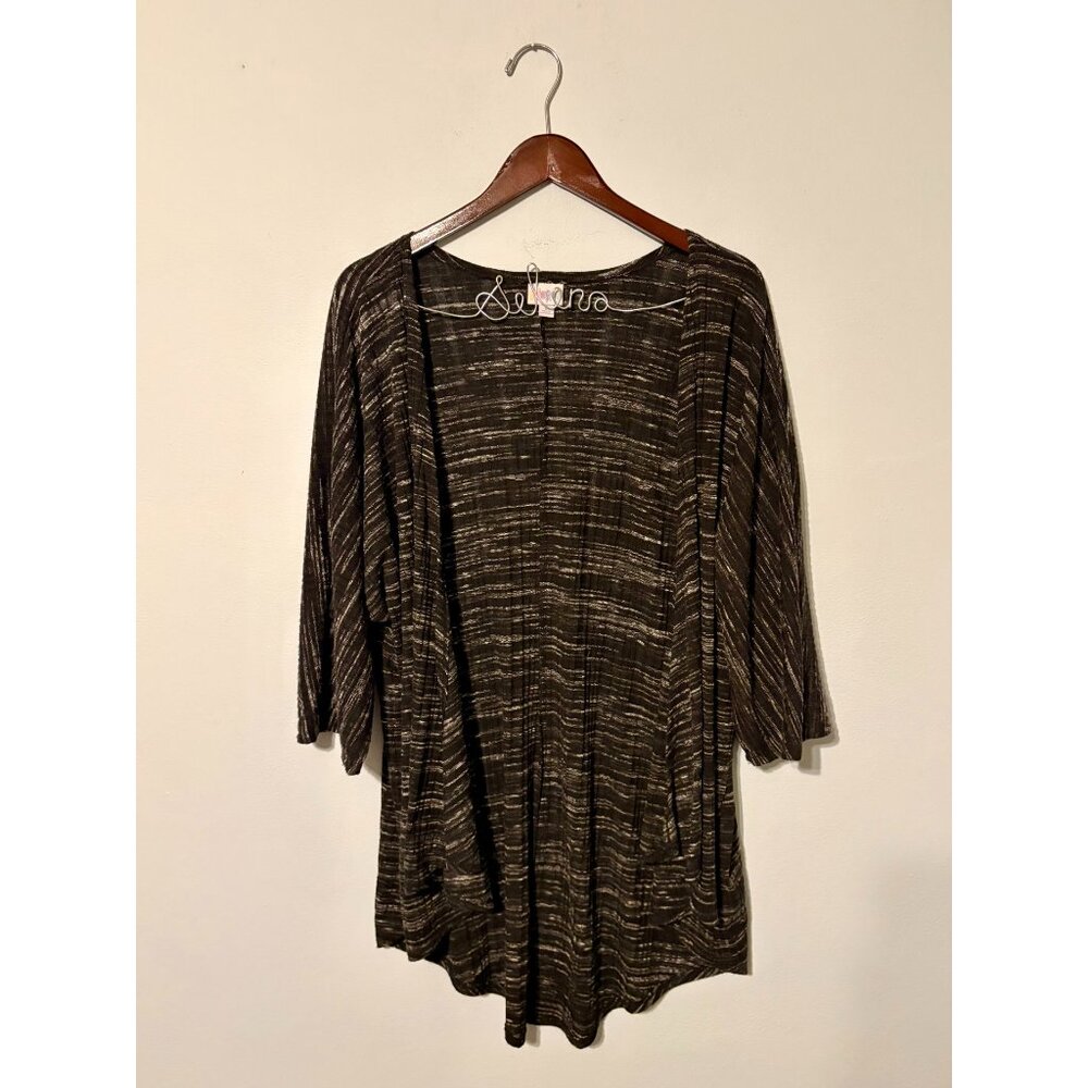 Lularoe Size L Black Heathered & Ribbed Cardigan